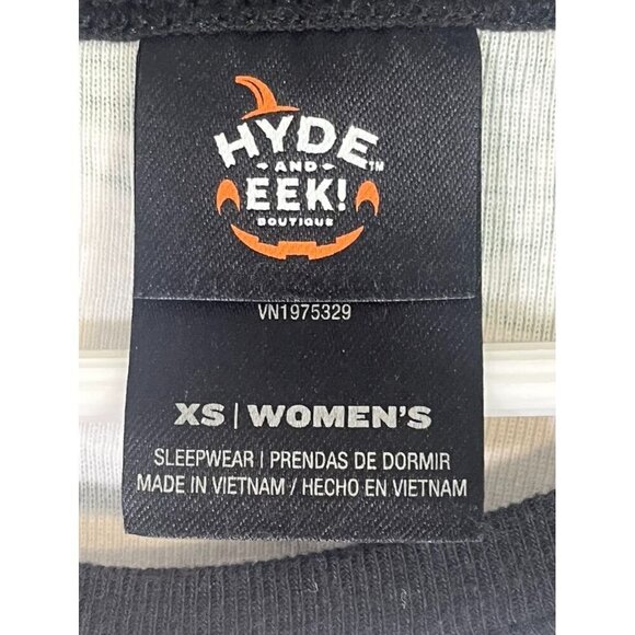 Hyde Eek Pajama Set Women XS Crew Pullover Spooky Halloween Preppy Glow Lounge - Picture 2 of 13